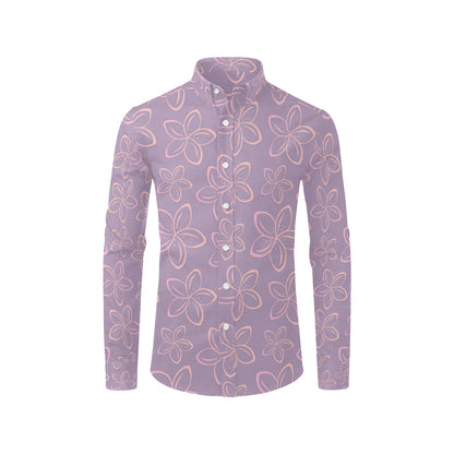 Plumeria Pattern Print Design A01 Men's Long Sleeve Shirt