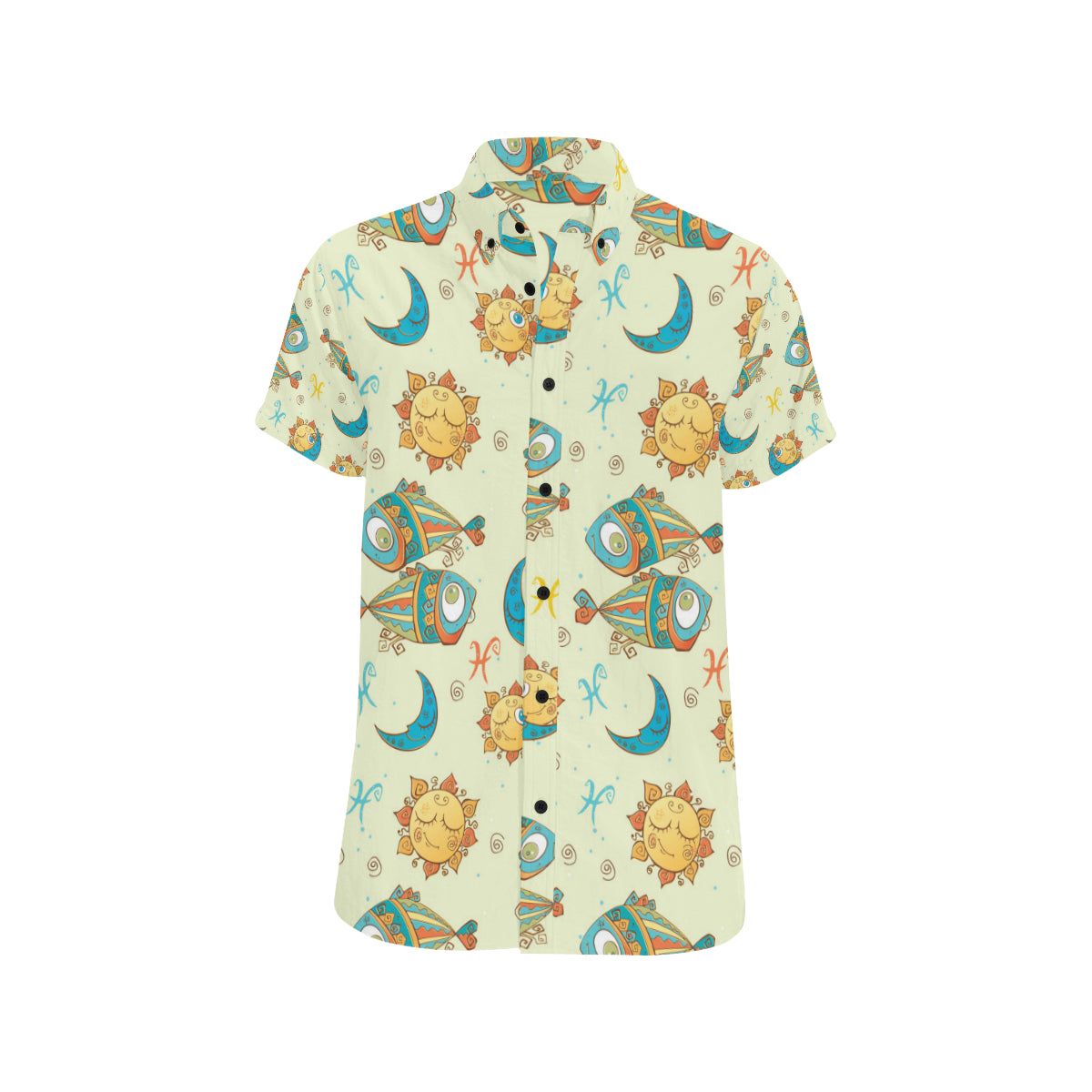 Pisces Pattern Print Design A03 Men's Short Sleeve Button Up Shirt