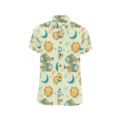 Pisces Pattern Print Design A03 Men's Short Sleeve Button Up Shirt