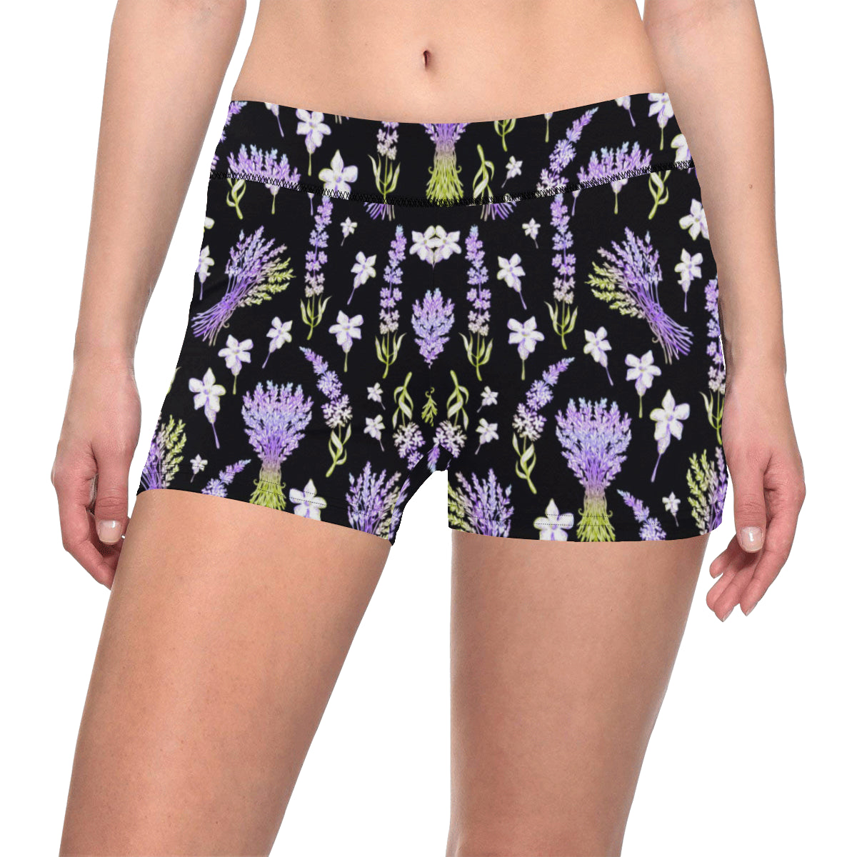 Lavender Pattern Print Design LV04 Yoga Shorts