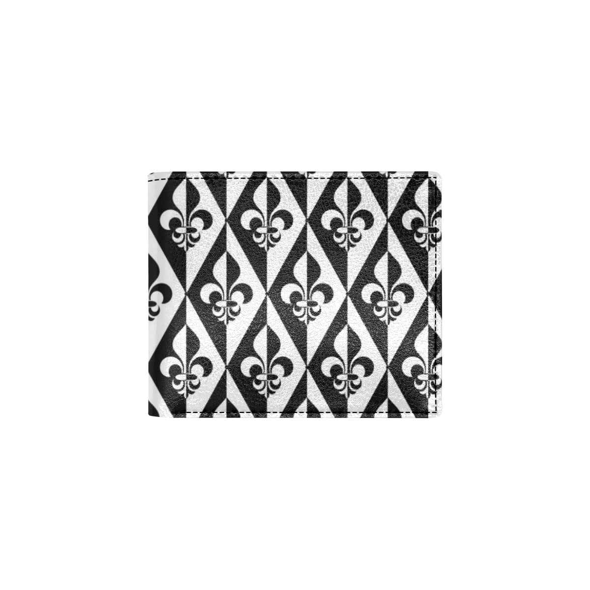 Fleur De Lis Black White Pattern Print Design 02 Men's ID Card Wallet