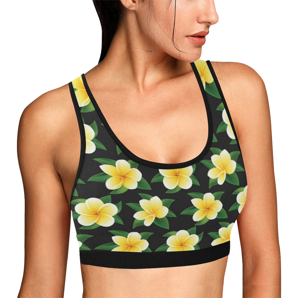 Plumeria Pattern Print Design A03 Sports Bra