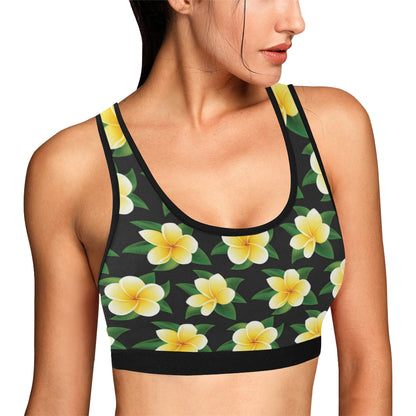 Plumeria Pattern Print Design A03 Sports Bra