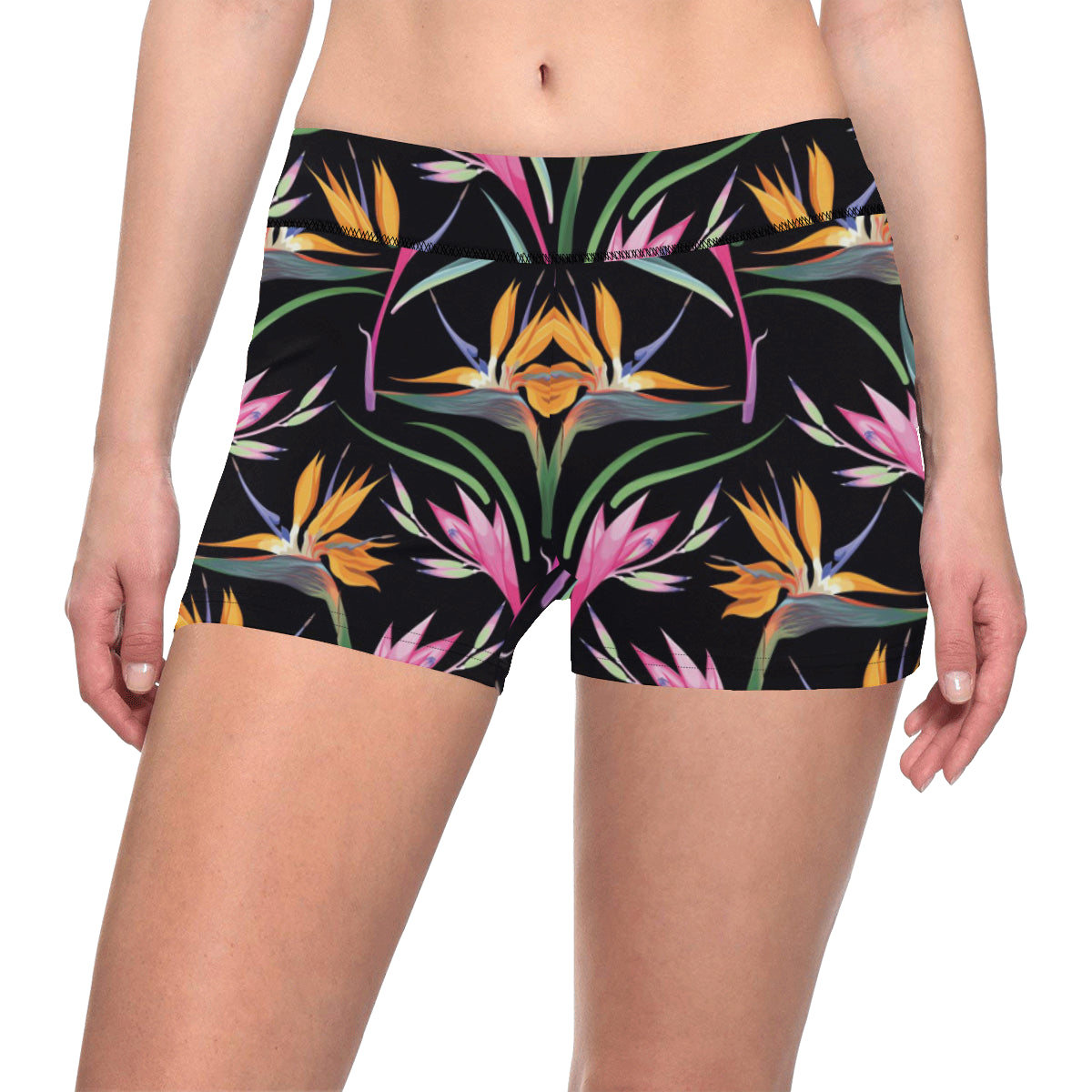 Tropical Flower Pattern Print Design TF017 Yoga Shorts