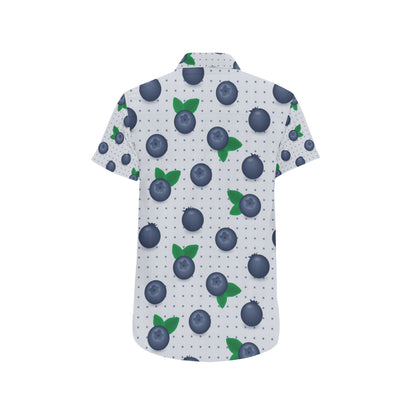 Blueberry Pattern Print Design BB02 Men's Short Sleeve Button Up Shirt