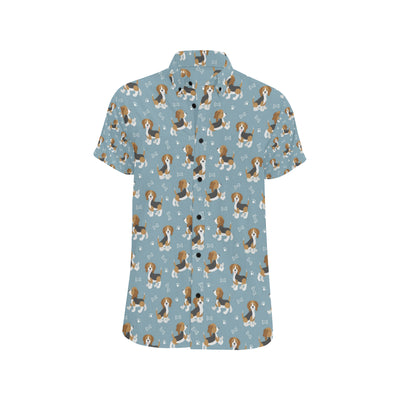 Beagle Pattern Print Design 02 Men's Short Sleeve Button Up Shirt