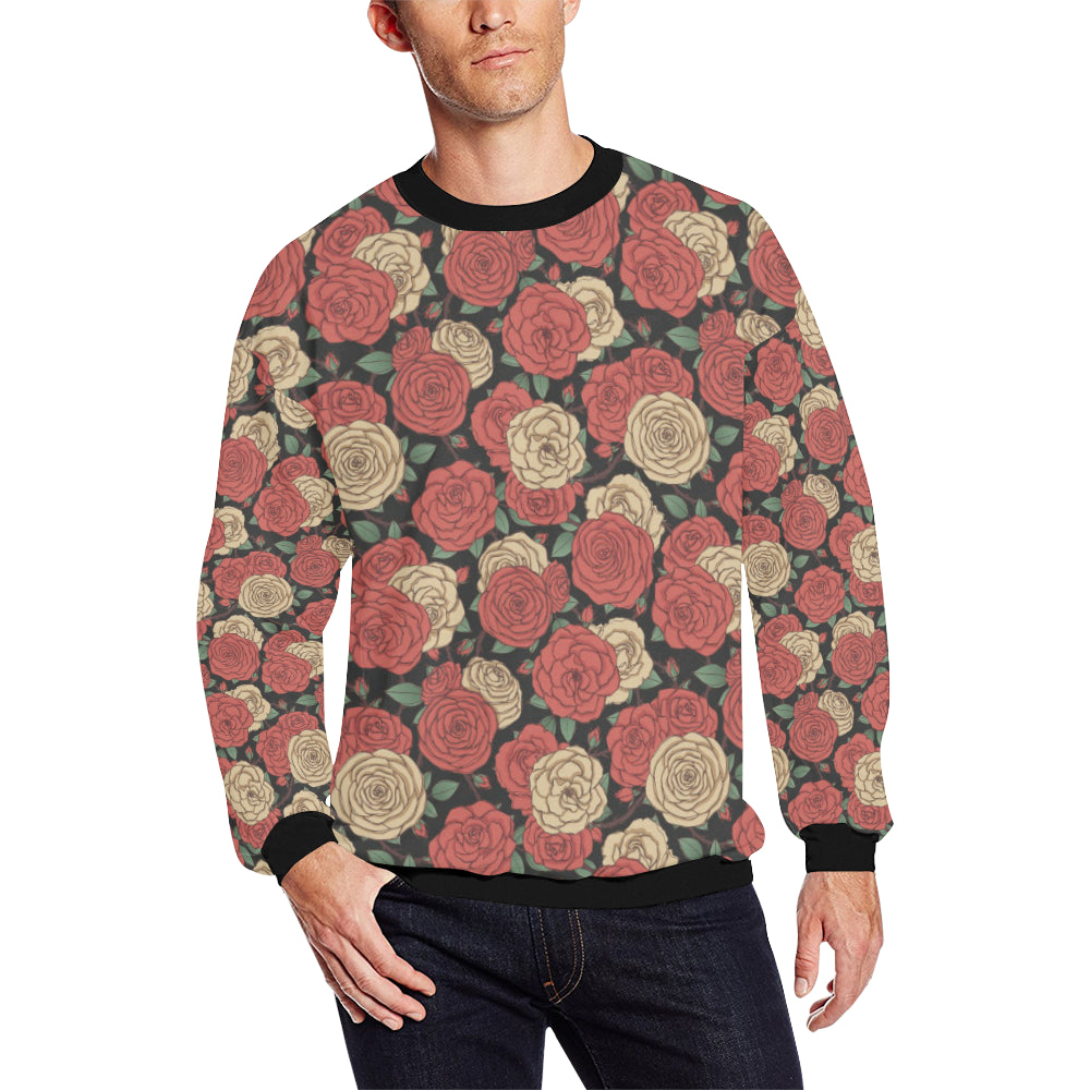Camellia Pattern Print Design CM01 Men Long Sleeve Sweatshirt