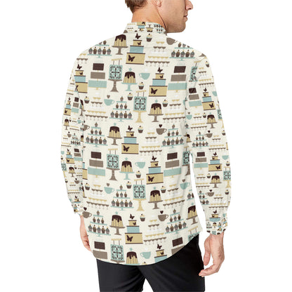 Cake Pattern Print Design 02 Men's Long Sleeve Shirt