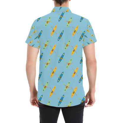 Kayak Pattern Print Design 04 Men's Short Sleeve Button Up Shirt