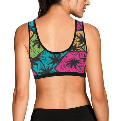 Palm Tree Pattern Print Design PT09 Sports Bra