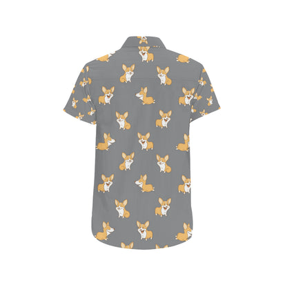 Pembroke Welsh Corgis Pattern Print Design A02 Men's Short Sleeve Button Up Shirt