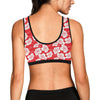 Flower Hawaiian Hibiscus Red Background Print Sports Bra