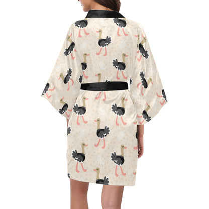 Ostrich Pattern Print Design 02 Women's Short Kimono
