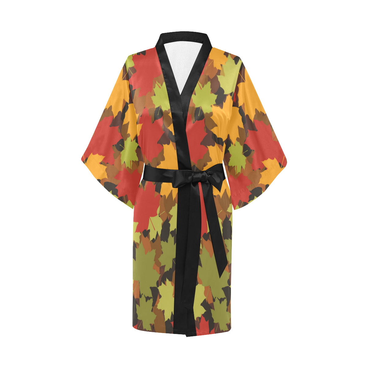 Maple Leaf Pattern Print Design 05 Women's Short Kimono