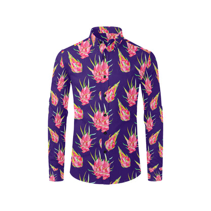Dragonfruit Pattern Print Design DF02 Men's Long Sleeve Shirt