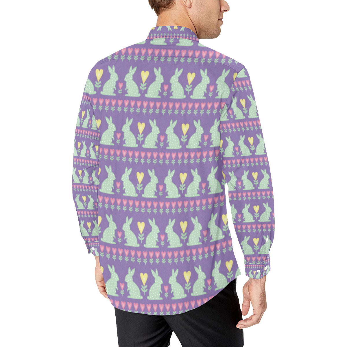 Rabbit Pattern Print Design RB01 Men's Long Sleeve Shirt
