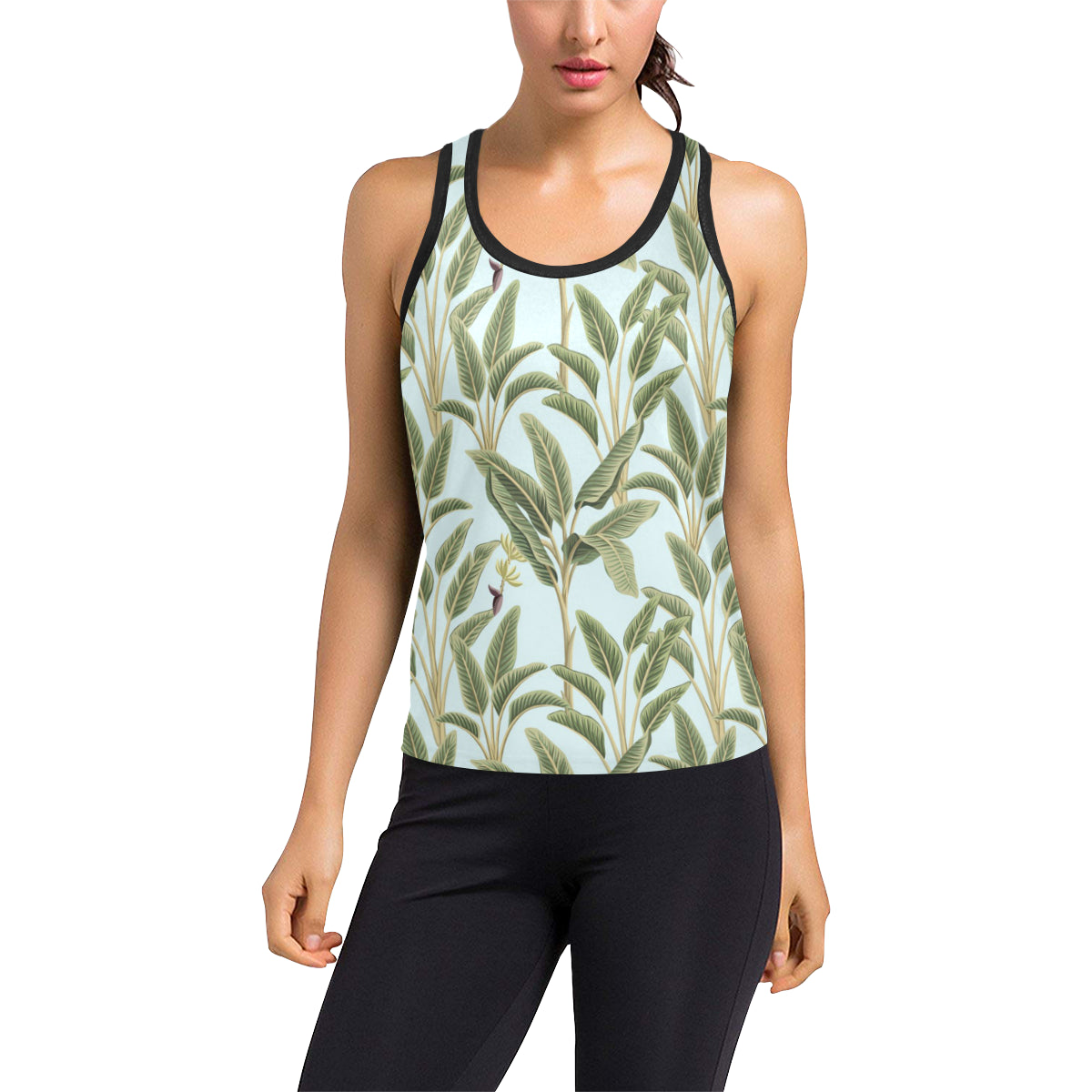 Banana Leaf Pattern Print Design BL03 Women's Racerback Tank Top