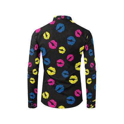 Lip Neon Color Pattern Print Design 01 Men's Long Sleeve Shirt