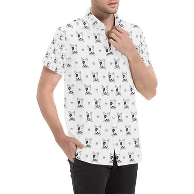 Bull Terriers Pattern Print Design 06 Men's Short Sleeve Button Up Shirt