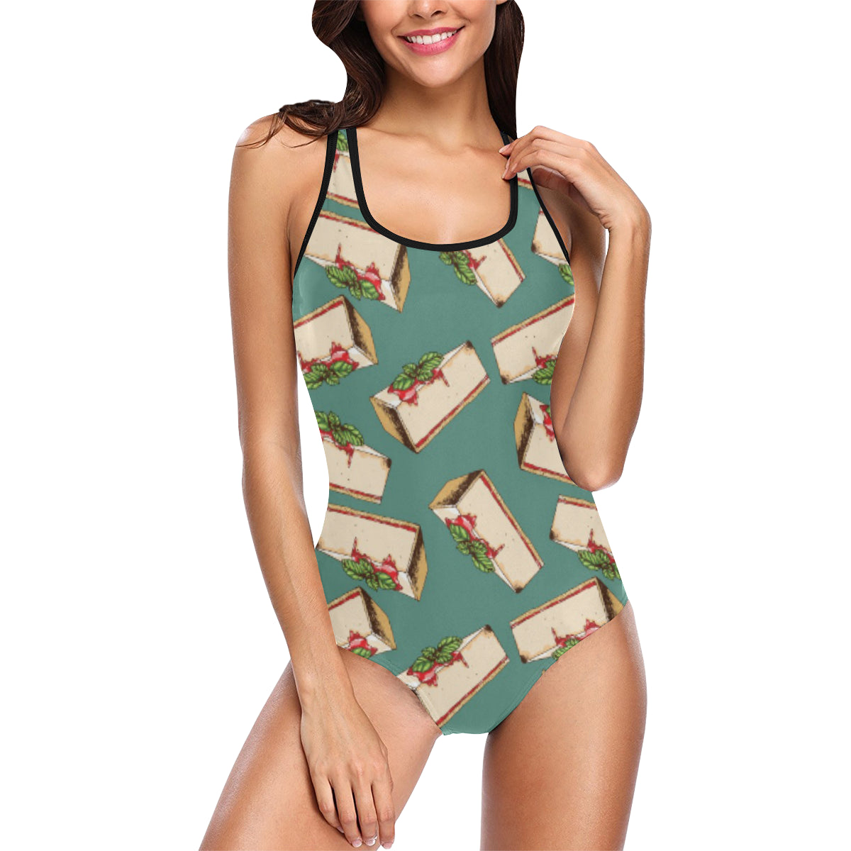 Cheesecake Pattern Print Design CK02 Women Swimsuit