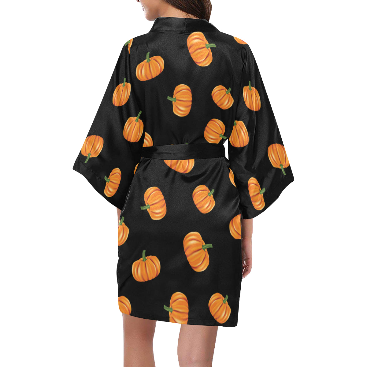 Pumpkin Pattern Print Design A05 Women's Short Kimono