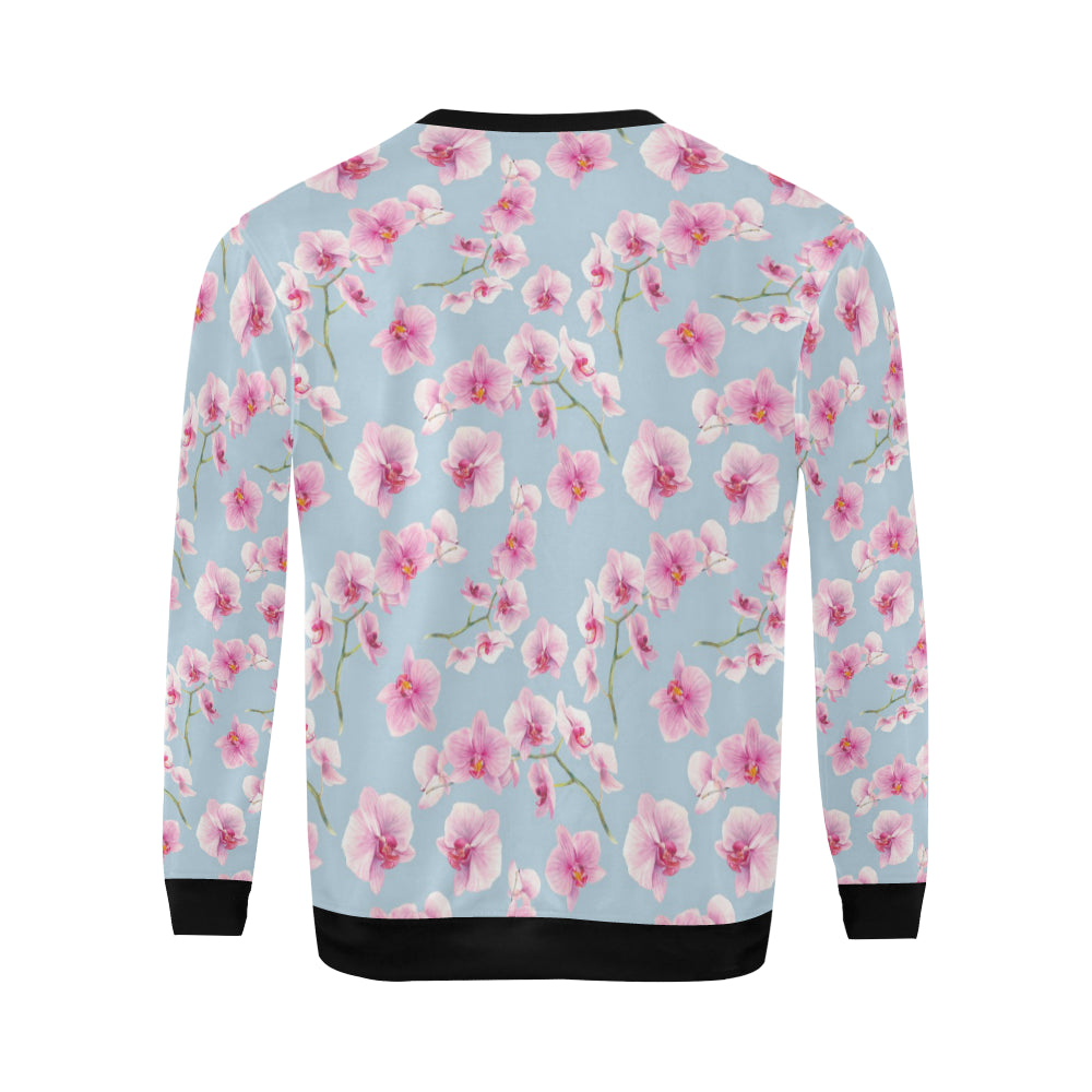 Orchid Pink Pattern Print Design OR01 Men Long Sleeve Sweatshirt