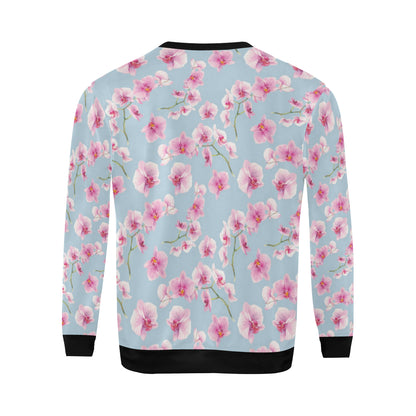 Orchid Pink Pattern Print Design OR01 Men Long Sleeve Sweatshirt