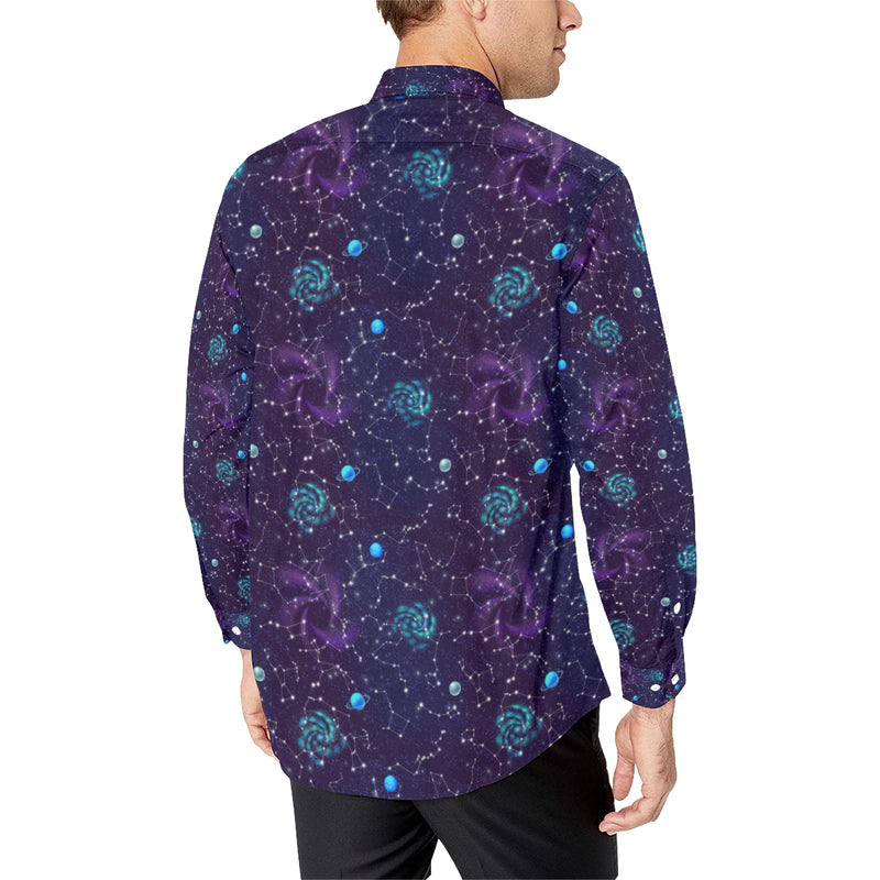 Zodiac Galaxy Design Print Men's Long Sleeve Shirt