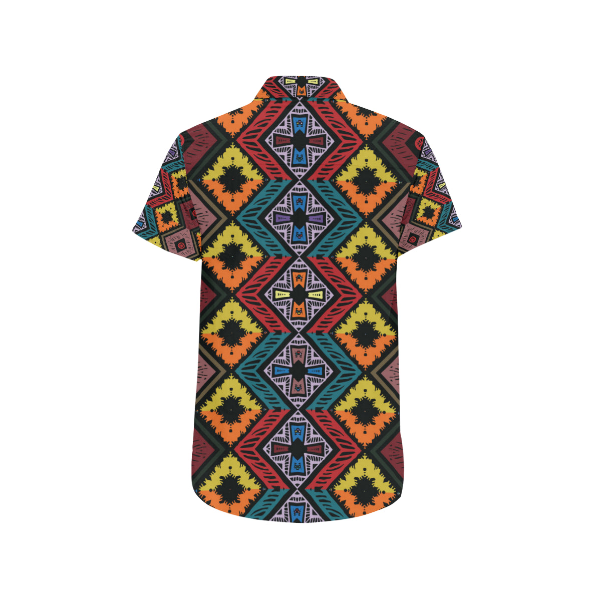 African Pattern Print Design 08 Men's Short Sleeve Button Up Shirt