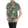 Bird Of Paradise Pattern Print Design BOP09 Men's Short Sleeve Button Up Shirt