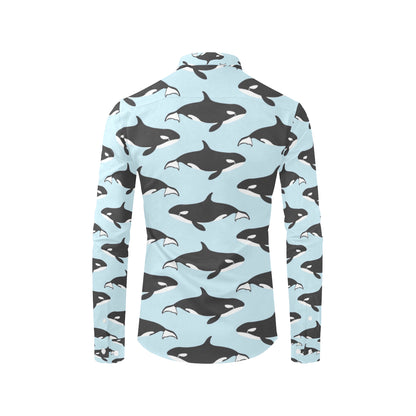 Killer Whale Pattern Print Design 01 Men's Long Sleeve Shirt
