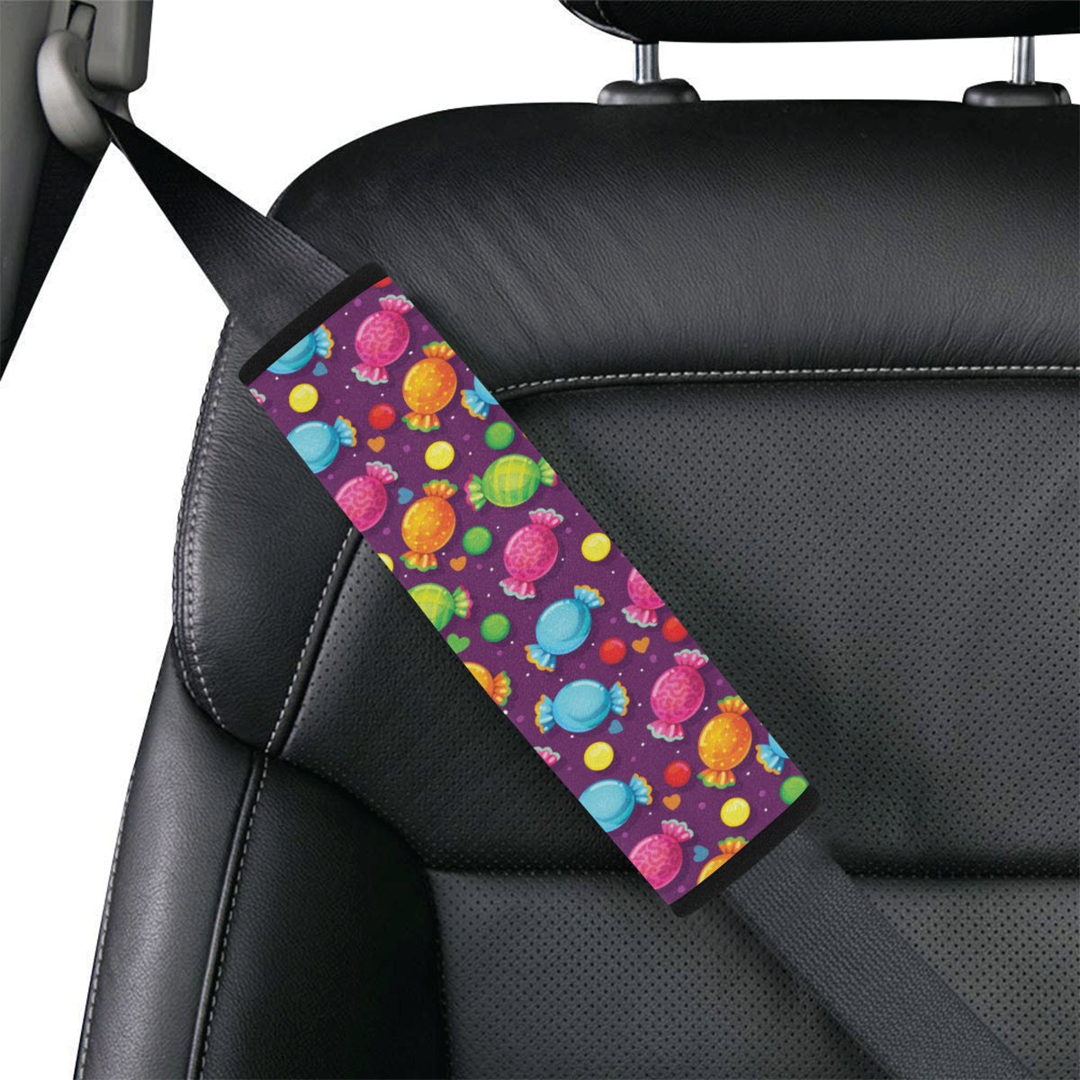 Candy Pattern Print Design CA05 Car Seat Belt Cover