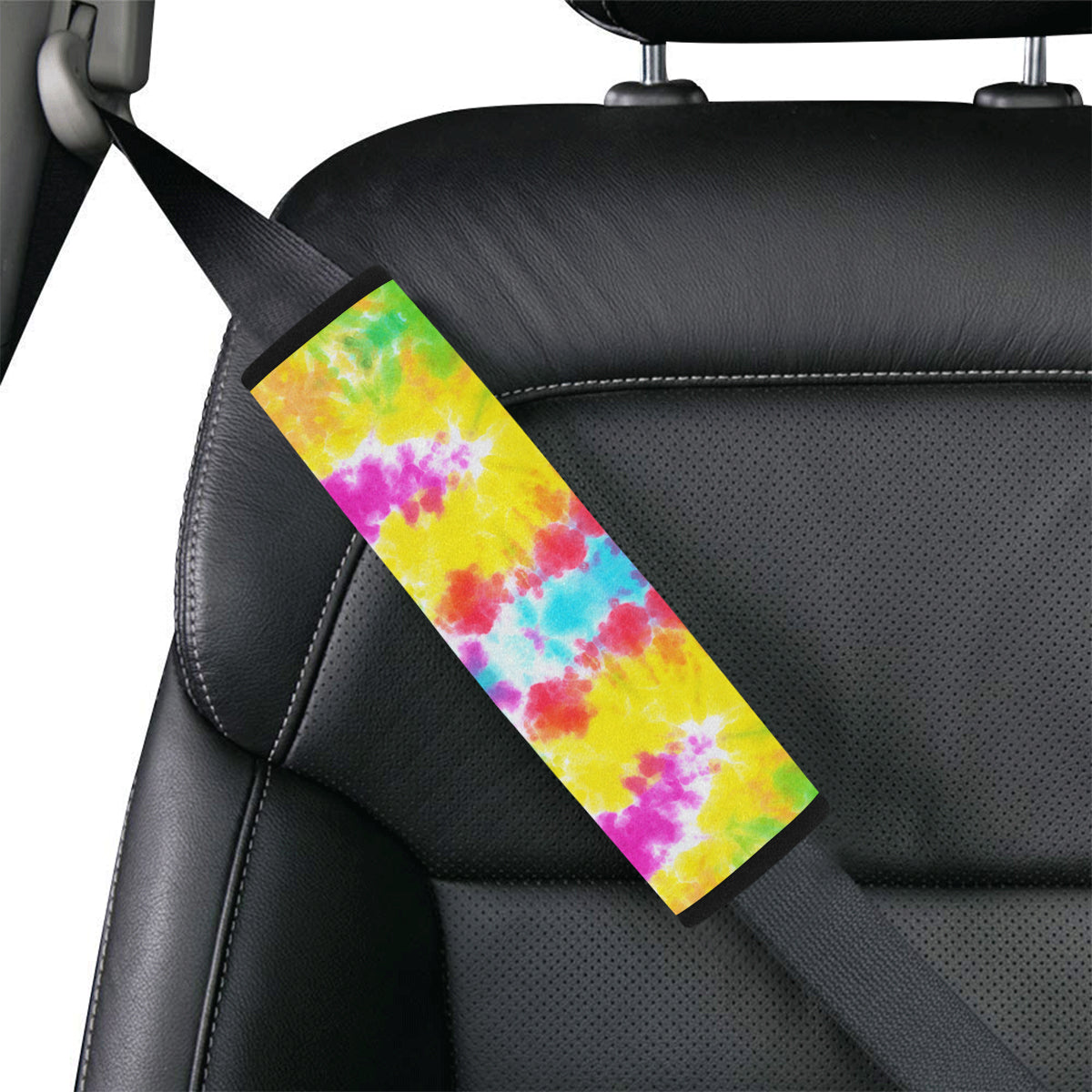 Tie Dye Rainbow Themed Print Car Seat Belt Cover