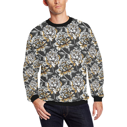 Peony Pattern Print Design PE06 Men Long Sleeve Sweatshirt