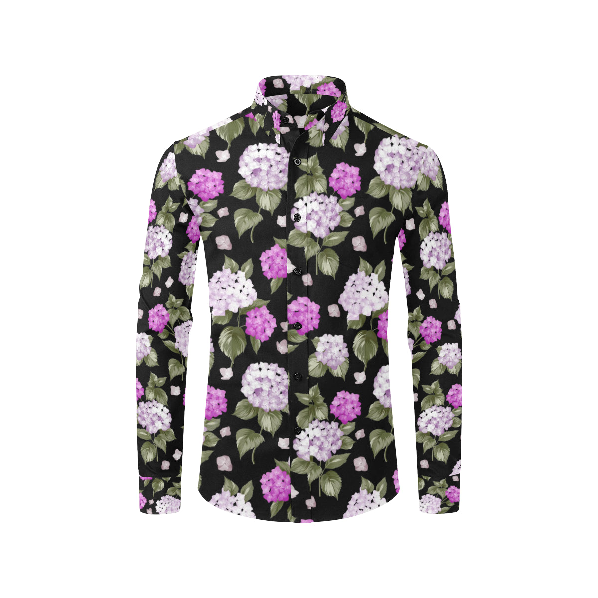Hydrangea Pattern Print Design HD011 Men's Long Sleeve Shirt