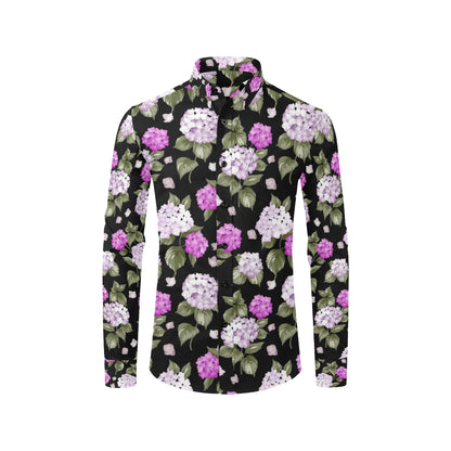 Hydrangea Pattern Print Design HD011 Men's Long Sleeve Shirt