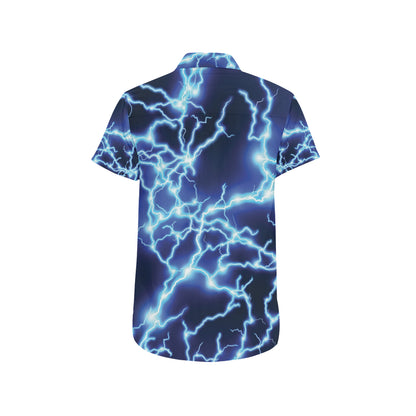 Lightning Thunder Pattern Print Design 04 Men's Short Sleeve Button Up Shirt
