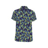 Dragonfly Lime Blue Print Pattern Men's Short Sleeve Button Up Shirt