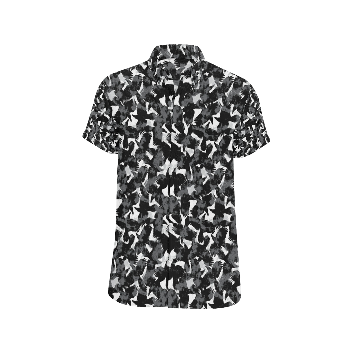 Crow Pattern Print Design 01 Men's Short Sleeve Button Up Shirt