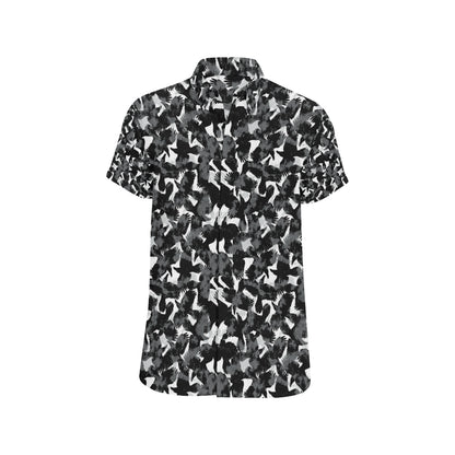 Crow Pattern Print Design 01 Men's Short Sleeve Button Up Shirt