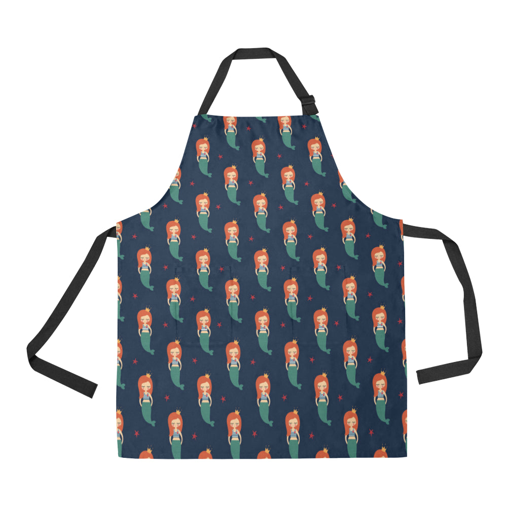 Mermaid Girl Pattern Print Design 01 Apron with Pocket