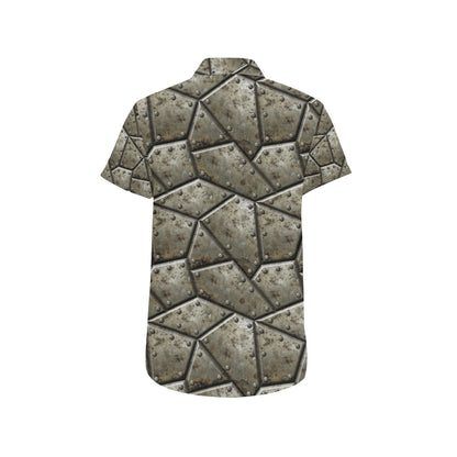 Armor Pattern Print Design 01 Men's Short Sleeve Button Up Shirt