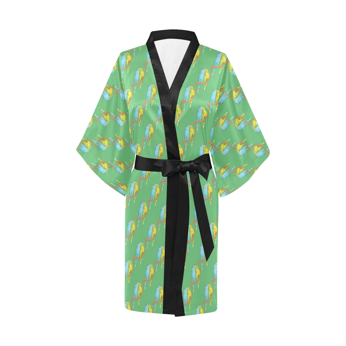 Budgerigar Pattern Print Design 01 Women's Short Kimono