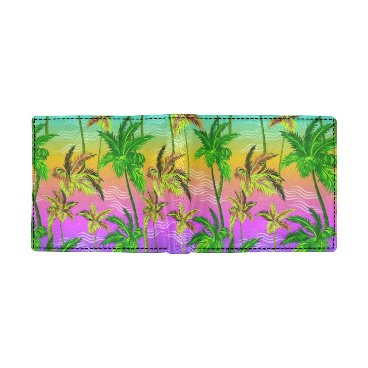Palm Tree Rainbow Pattern Men's ID Card Wallet