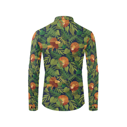 Lion Jungle Pattern Print Design 05 Men's Long Sleeve Shirt