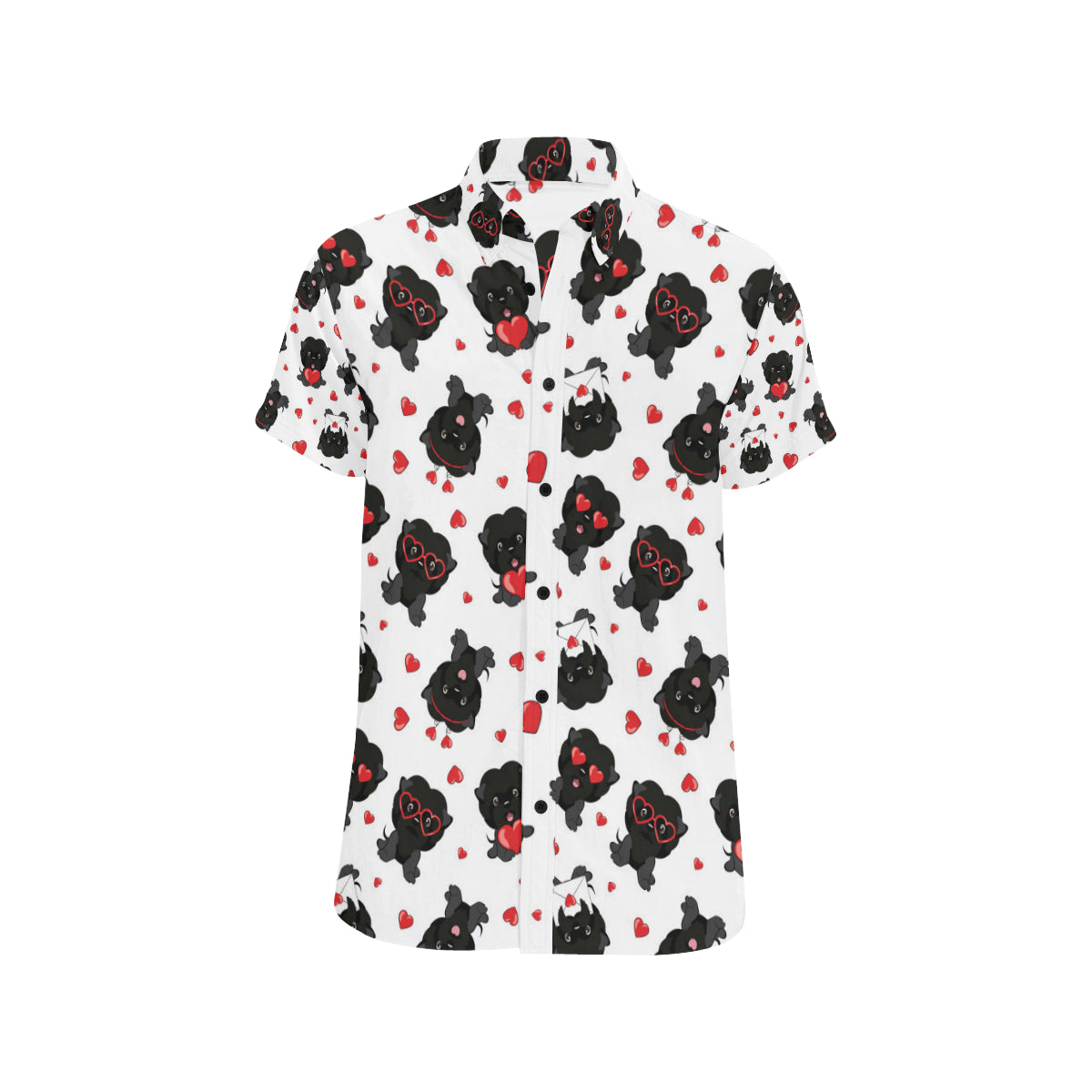 Affenpinscher Pattern Print Design 01 Men's Short Sleeve Button Up Shirt