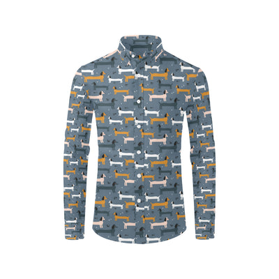 Dachshund Pattern Print Design 012 Men's Long Sleeve Shirt