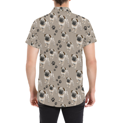 Pug Pattern Print Design A04 Men's Short Sleeve Button Up Shirt