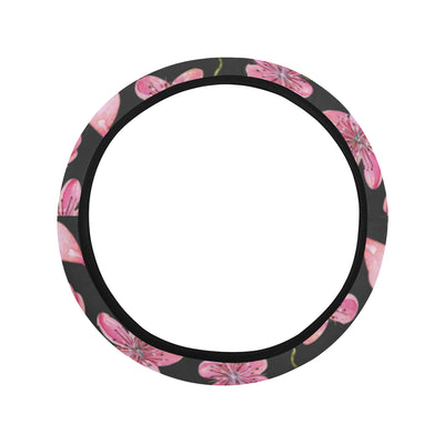 Apple blossom Pattern Print Design AB03 Steering Wheel Cover with Elastic Edge