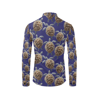 Sea Turtle Pattern Print Design T05 Men's Long Sleeve Shirt
